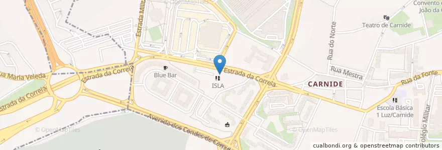Mapa de ubicacion de Bar da Universidade Europeia en 포르투갈, Área Metropolitana De Lisboa, Lisboa, Grande Lisboa, 리스본, Carnide.
