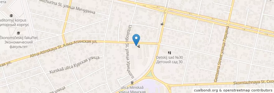 Mapa de ubicacion de Краснодар 350004 en Rusya Federasyonu, Южный Федеральный Округ, Krasnodar Krayı, Городской Округ Краснодар.