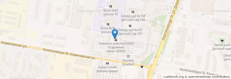 Mapa de ubicacion de Краснодар 350005 en ロシア, 南部連邦管区, クラスノダール地方, Городской Округ Краснодар.