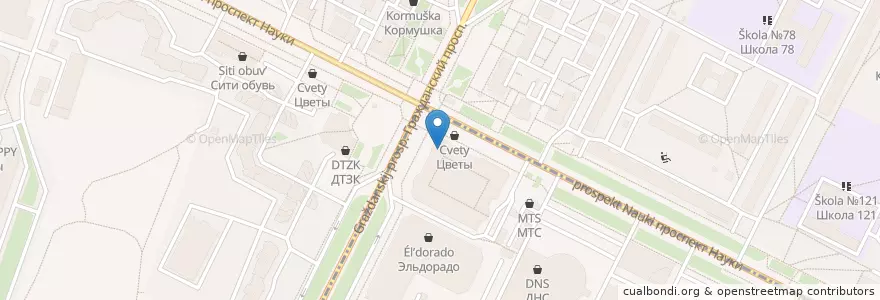Mapa de ubicacion de Бургер Кинг en Russland, Föderationskreis Nordwest, Oblast Leningrad, Sankt Petersburg, Калининский Район, Округ Академическое.