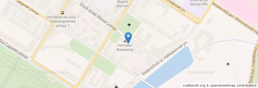 Mapa de ubicacion de Петербургские аптеки №1 en Russie, District Fédéral Du Nord-Ouest, Oblast De Léningrad, Saint-Pétersbourg, Пушкинский Район, Пушкин.