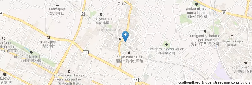 Mapa de ubicacion de 銀の雨 en 日本, 千葉県, 船橋市.