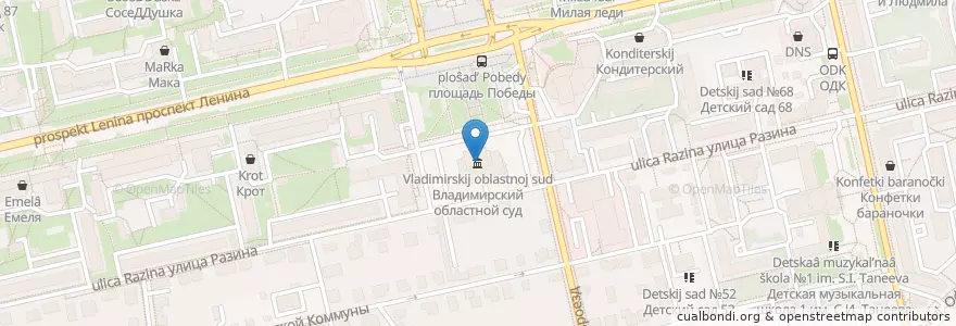 Mapa de ubicacion de Владимирский областной суд en Russland, Föderationskreis Zentralrussland, Oblast Wladimir, Городской Округ Владимир.