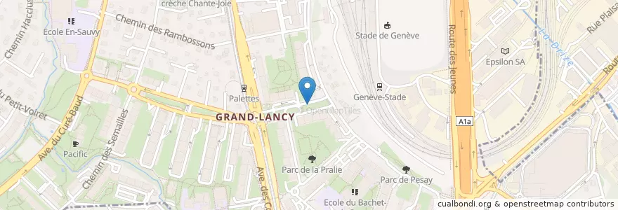 Mapa de ubicacion de Centre de tri Rue du Bachet en Schweiz/Suisse/Svizzera/Svizra, Genève, Genève, Lancy.