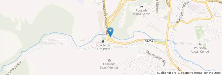 Mapa de ubicacion de Restaurante Terra de Minas en ブラジル, 南東部地域, ミナス ジェライス, Microrregião Ouro Preto, Região Geográfica Intermediária De Belo Horizonte, Ouro Preto.