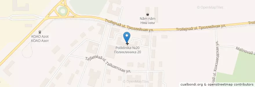 Mapa de ubicacion de Поликлиника №20 en Russland, Föderationskreis Sibirien, Oblast Kemerowo, Кемеровский Муниципальный Округ, Кемеровский Городской Округ.