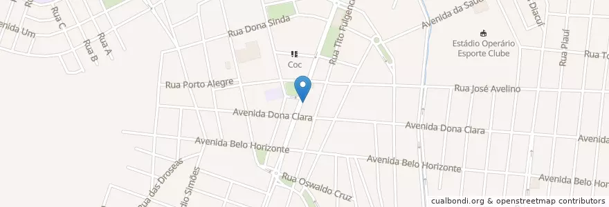 Mapa de ubicacion de Café Castelli en Brasilien, Südosten, Minas Gerais, Microrregião Patrocínio, Região Geográfica Intermediária De Uberlândia, Monte Carmelo.