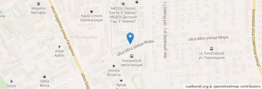 Mapa de ubicacion de Бережная аптека en Russland, Föderationskreis Wolga, Oblast Kirow, Городской Округ Вятские Поляны.