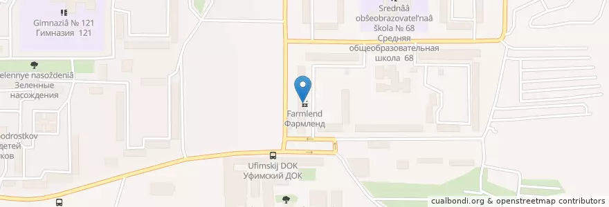 Mapa de ubicacion de Фармленд en 러시아, Приволжский Федеральный Округ, Башкортостан, Городской Округ Уфа.