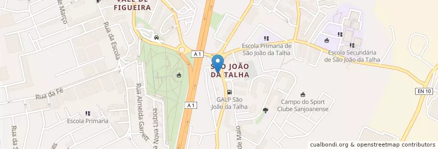Mapa de ubicacion de Praça de Táxis de São João da Talha en البرتغال, Área Metropolitana De Lisboa, Lisboa, Grande Lisboa, Loures, Santa Iria De Azoia, São João Da Talha E Bobadela.