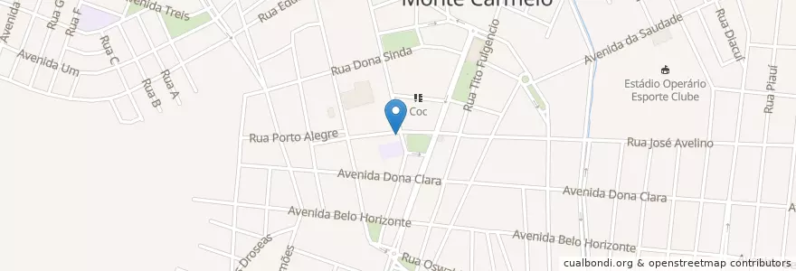 Mapa de ubicacion de Banco Itaú en 브라질, 남동지방, 미나스제라이스, Microrregião Patrocínio, Região Geográfica Intermediária De Uberlândia, Monte Carmelo.
