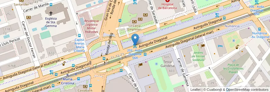 Mapa de ubicacion de 203 - Avda. Diagonal 664 en اسپانیا, Catalunya, Barcelona, Barcelonès, Barcelona.