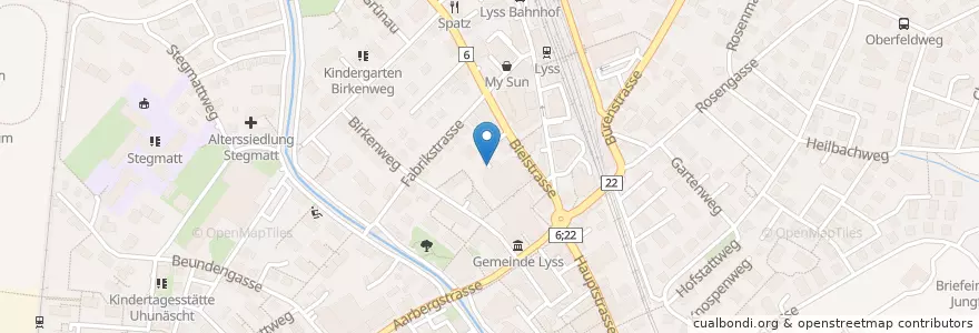 Mapa de ubicacion de Seeland Center en Suíça, Berna, Verwaltungsregion Seeland, Verwaltungskreis Seeland, Lyss.