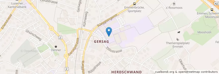 Mapa de ubicacion de Schulhaus Gersag en Switzerland, Luzern, Emmen.