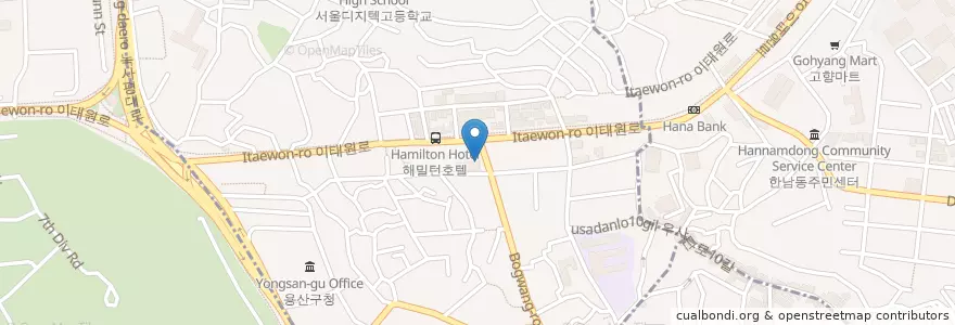 Mapa de ubicacion de Gecko's en South Korea, Seoul, Yongsan-Gu, Itaewon 1(Il)-Dong.