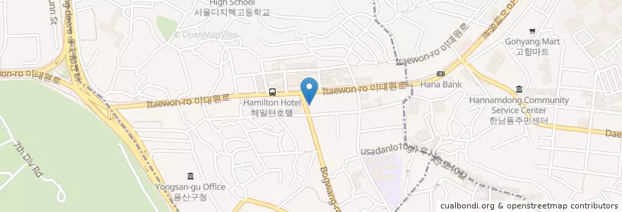 Mapa de ubicacion de Taco Bell en Республика Корея, Сеул, 용산구, 이태원1동.