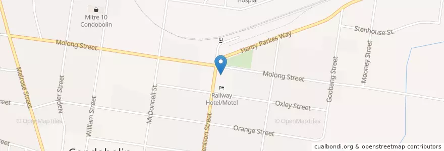 Mapa de ubicacion de Railway Hotel/Motel en Australia, New South Wales, Lachlan Shire Council.