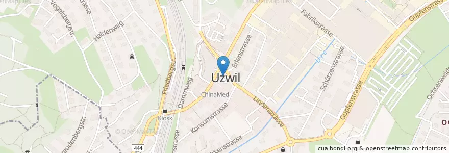 Mapa de ubicacion de Post Uzwil en Schweiz/Suisse/Svizzera/Svizra, Sankt Gallen, Wahlkreis Wil, Uzwil.