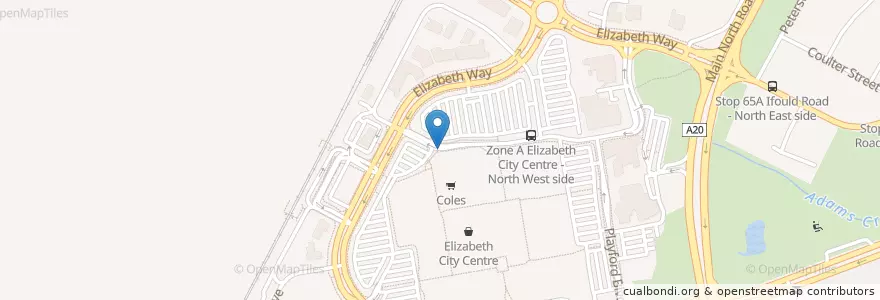 Mapa de ubicacion de Elizabeth City Centre Interchange en Australie, Australie Méridionale, Adelaide, City Of Playford.