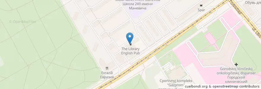 Mapa de ubicacion de The Library English Pub en Russia, Северо-Западный Федеральный Округ, Oblast' Di Leningrado, San Pietroburgo, Кировский Район.