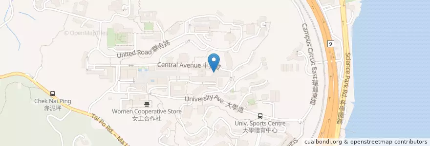 Mapa de ubicacion de 李卓敏基本醫學大樓小食店 Basic Medical Sciences Building Snack Bar en Китай, Гонконг, Гуандун, Новые Территории, 沙田區 Sha Tin District.