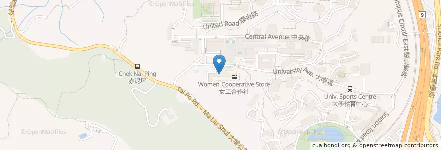 Mapa de ubicacion de 范克廉樓學生膳堂 Benjamin Franklin Centre Student Canteen en China, Hong Kong, Provincia De Cantón, Nuevos Territorios, 沙田區 Sha Tin District.