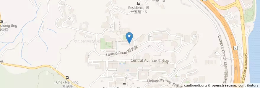 Mapa de ubicacion de 聯合書院學生膳堂 United College Student Canteen en China, Hong Kong, Guangdong, Wilayah Baru, 沙田區 Sha Tin District.
