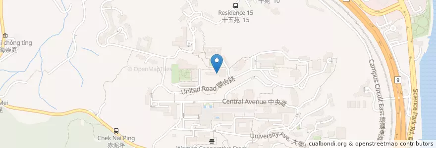 Mapa de ubicacion de 聯合書院教職員膳堂 聚賢軒 United College Staff Canteen en 中国, 香港 Hong Kong, 广东省, 新界 New Territories, 沙田區 Sha Tin District.