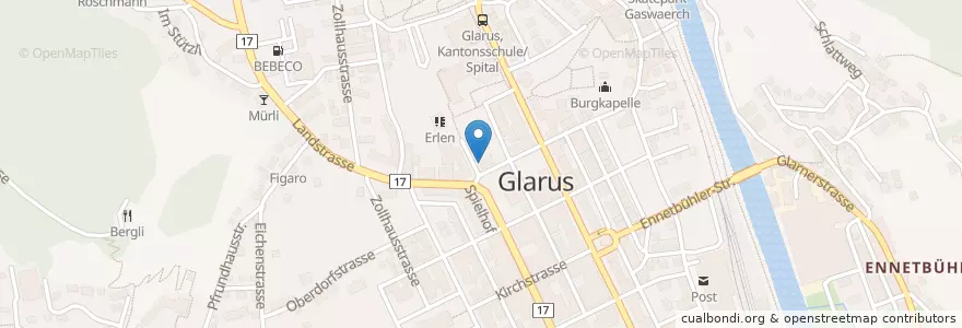 Mapa de ubicacion de Kantonspolizei Glarus en Suiza, Glaris, Glarus.