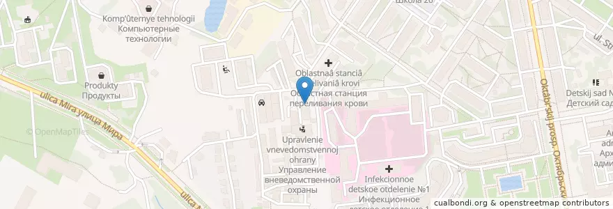 Mapa de ubicacion de ОВД Октябрьского района en Rusia, Distrito Federal Central, Óblast De Vladímir, Городской Округ Владимир.