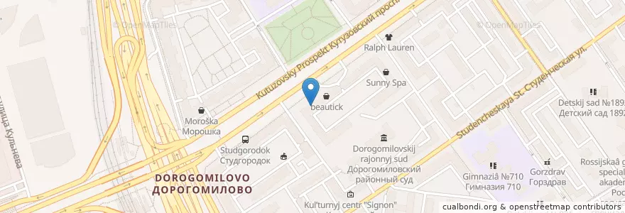Mapa de ubicacion de Мастердент en Rusland, Centraal Federaal District, Moskou, Западный Административный Округ, Район Дорогомилово.