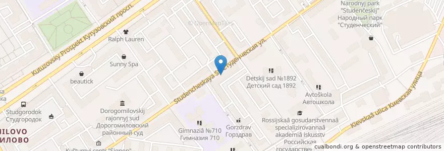 Mapa de ubicacion de Славяночка en Russia, Distretto Federale Centrale, Москва, Западный Административный Округ, Район Дорогомилово.