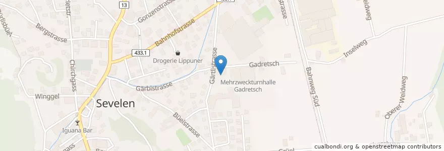 Mapa de ubicacion de Kindergarten Gadretsch en İsviçre, Sankt Gallen, Wahlkreis Werdenberg, Sevelen.