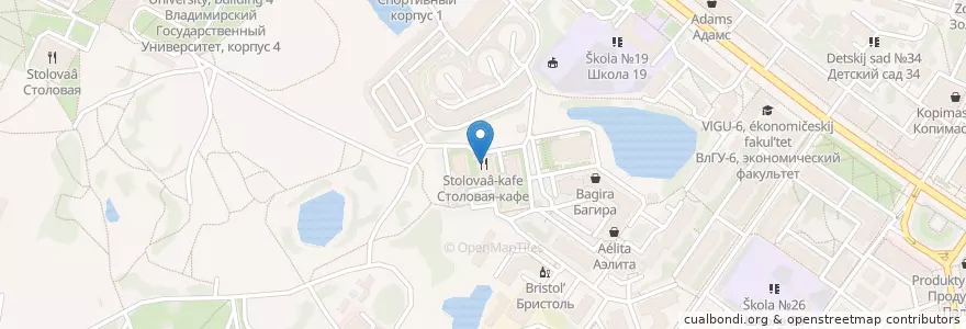 Mapa de ubicacion de Столовая-кафе en Russland, Föderationskreis Zentralrussland, Oblast Wladimir, Городской Округ Владимир.