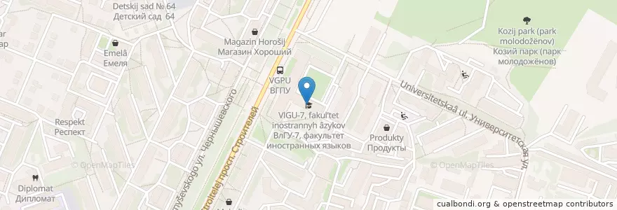 Mapa de ubicacion de ВлГУ-7, факультет иностранных языков en Russia, Central Federal District, Vladimir Oblast, Городской Округ Владимир.