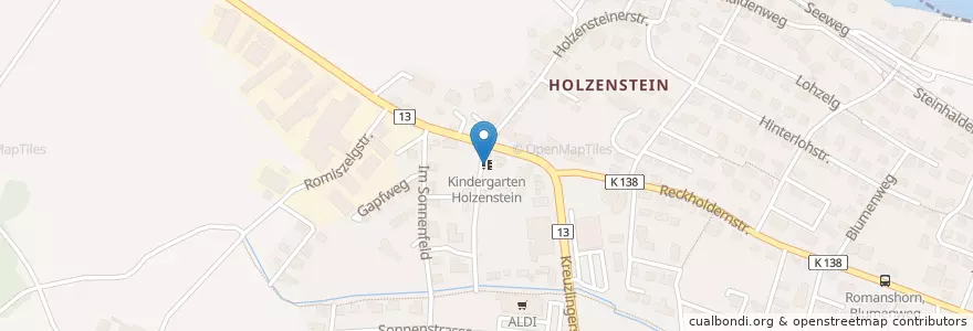 Mapa de ubicacion de Kindergarten Holzenstein en Suíça, Thurgau, Bezirk Arbon, Romanshorn.