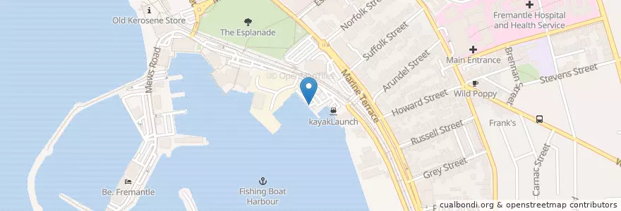 Mapa de ubicacion de Sardine Wharf en Австралия, Западная Австралия, City Of Fremantle.
