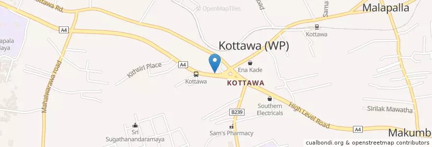 Mapa de ubicacion de Post Office, Kottawa en Sri Lanka, බස්නාහිර පළාත, කොළඹ දිස්ත්‍රික්කය.