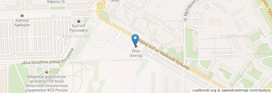Mapa de ubicacion de Элитар en Rússia, Distrito Federal Central, Oblast De Kursk, Курский Район, Городской Округ Курск.