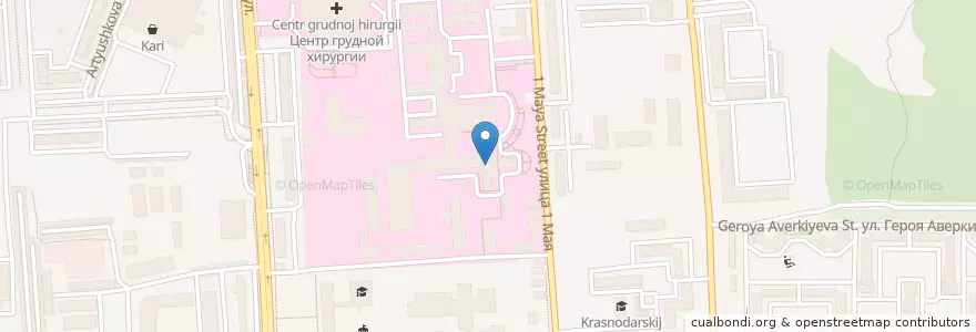Mapa de ubicacion de Поликлиника ККБ №1 en Rússia, Distrito Federal Do Sul, Krai De Krasnodar, Городской Округ Краснодар.