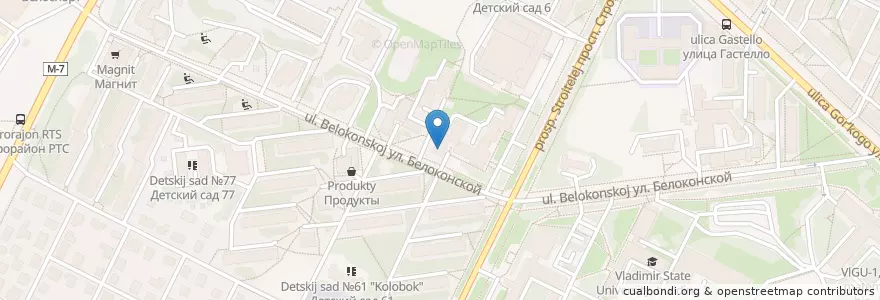 Mapa de ubicacion de Карусель en روسيا, Центральный Федеральный Округ, فلاديمير أوبلاست, Городской Округ Владимир.