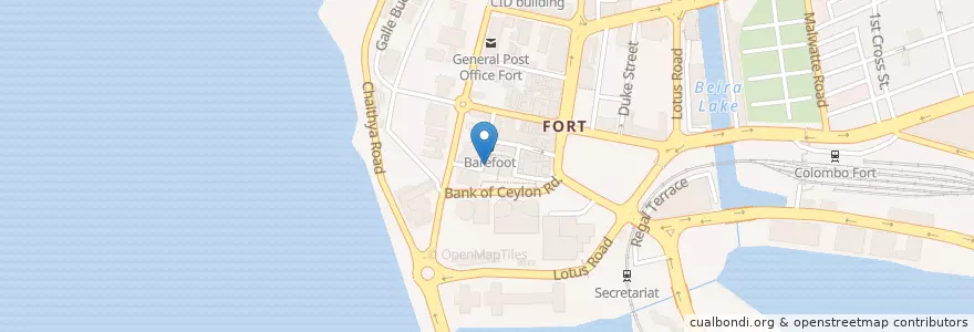 Mapa de ubicacion de Ministry of Crab en Seri-Lanca, බස්නාහිර පළාත, කොළඹ දිස්ත්‍රික්කය, Colombo.
