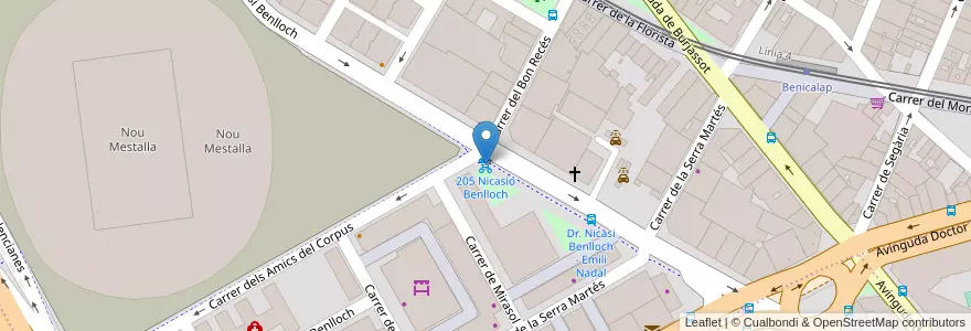 Mapa de ubicacion de 205 Nicasio Benlloch en İspanya, Comunitat Valenciana, València / Valencia, Comarca De València, València.
