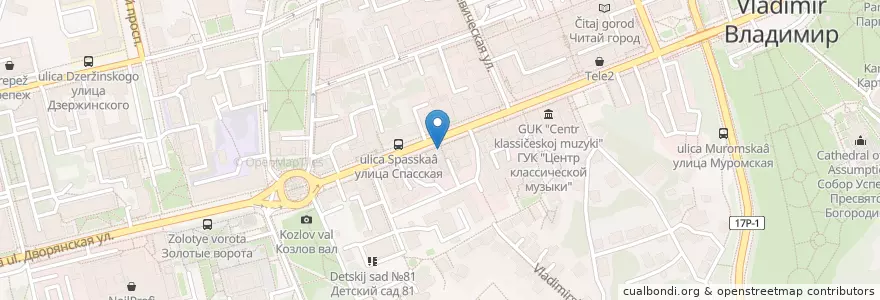 Mapa de ubicacion de Ирландский бар en روسيا, Центральный Федеральный Округ, فلاديمير أوبلاست, Городской Округ Владимир.