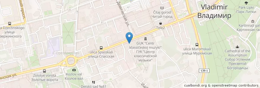 Mapa de ubicacion de Сели да поели en Rusland, Centraal Federaal District, Владимирская Область, Городской Округ Владимир.