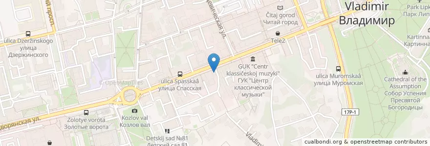 Mapa de ubicacion de FOG en Rusia, Центральный Федеральный Округ, Владимирская Область, Городской Округ Владимир.