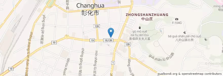 Mapa de ubicacion de 爽一杯主題餐廳 en Taiwan, Provincia Di Taiwan, Contea Di Changhua, Changhua.