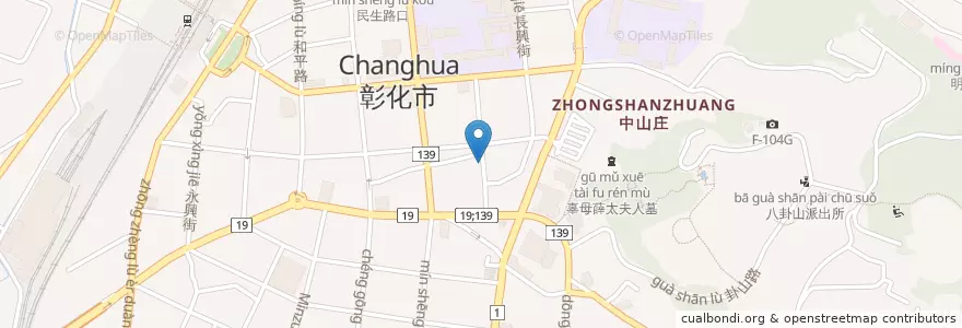 Mapa de ubicacion de 阿川的店 en Taiwán, Provincia De Taiwán, Condado De Changhua, 彰化市.