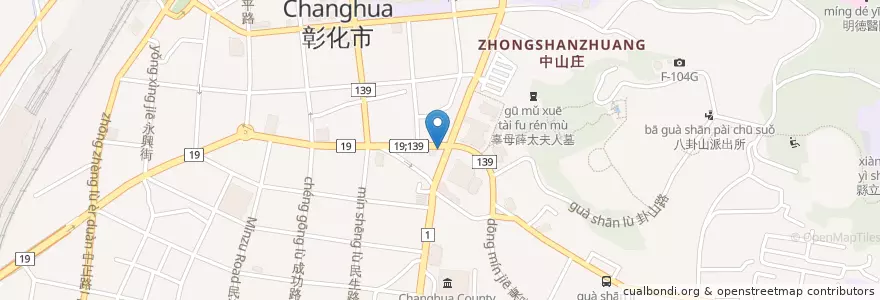 Mapa de ubicacion de 摩斯漢堡 en تايوان, مقاطعة تايوان, مقاطعة تشانغوا, 彰化市.