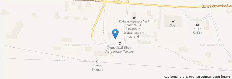 Mapa de ubicacion de Автовокзал Тихвин en Russland, Föderationskreis Nordwest, Oblast Leningrad, Тихвинский Район, Тихвинское Городское Поселение.